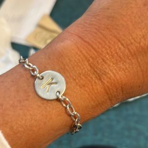Initial “K” silver bracelet. Adjustable for any size wrist